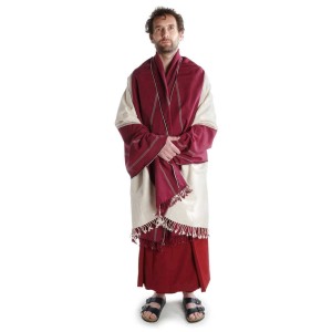 Meditationsschal weiß rot