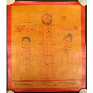 Tibetischer Medizin Yoga Thangka smoked Nr. 13  39 x 47cm