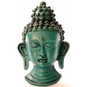 Buddha Maske 15 cm Resin türkis