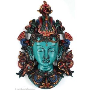 Tara Maske 28 cm türkis Resin bemalt