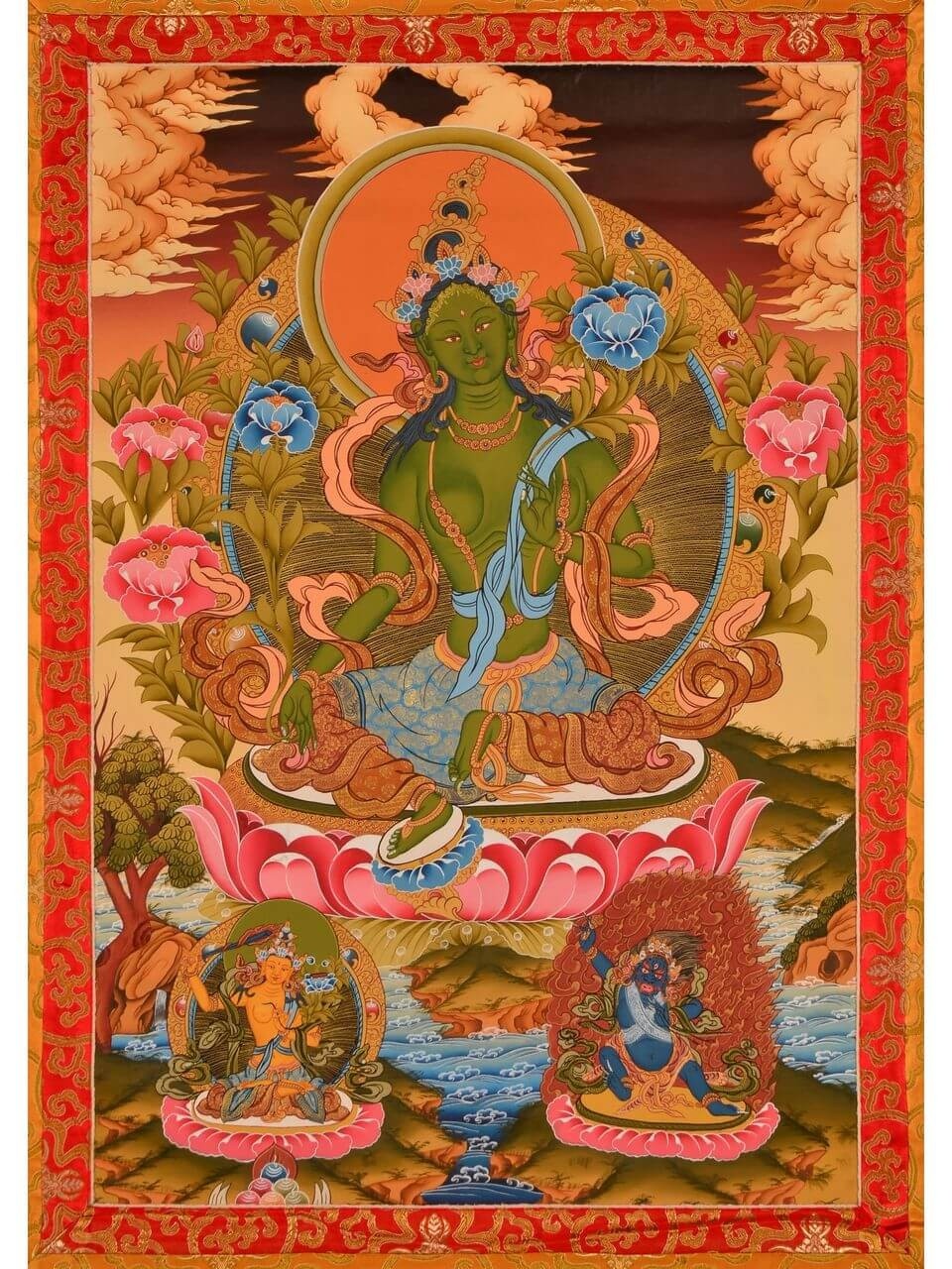 Thangka Grüne Tara 92 x 141 cm