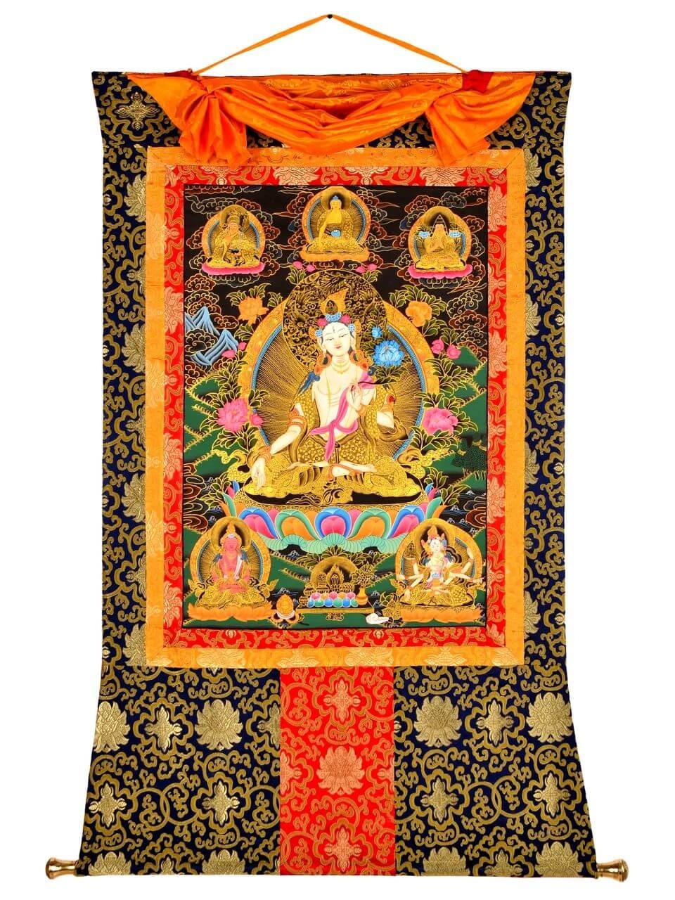Thangka Weiße Tara 94 x 128 cm